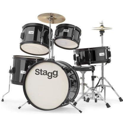 stagg acoustic drum kits black stagg tim jr 5/16 5-piece junior drum set with cymbals, throne, sticks    