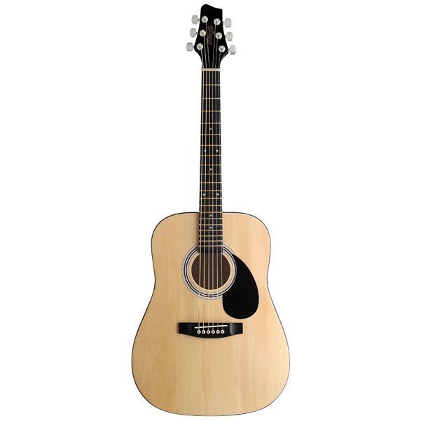 stagg acoustic guitar bundles stagg sw 201 3/4 size - natural acoustic guitar bundle with gigbag, picks, strap and polishing cloth