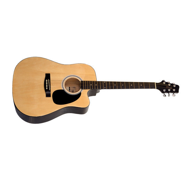 stagg acoustic guitars stagg sw201cw dreadnought acoustic cutaway guitar - natural