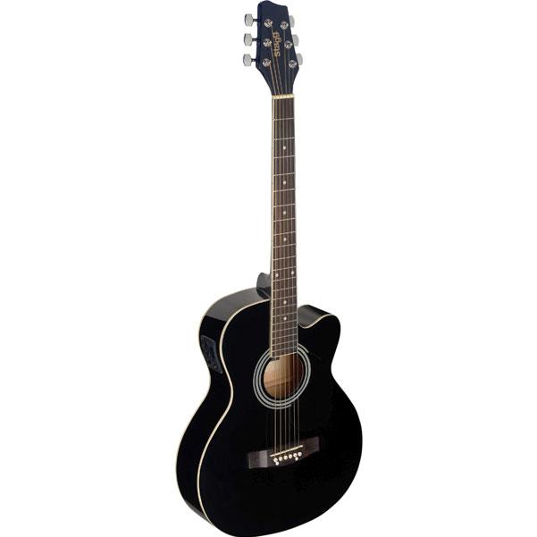 Stagg Electro Acoustic Guitars Black Stagg Auditorium Cutaway Electro-Acoustic Guitar