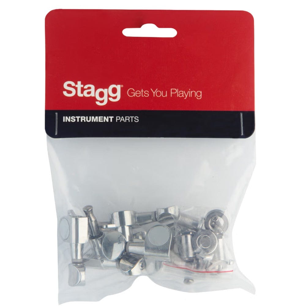 Stagg Guitar Accessories Stagg SP-MHEL-6x1CH Diecast Guitar Machine Heads - Chrome