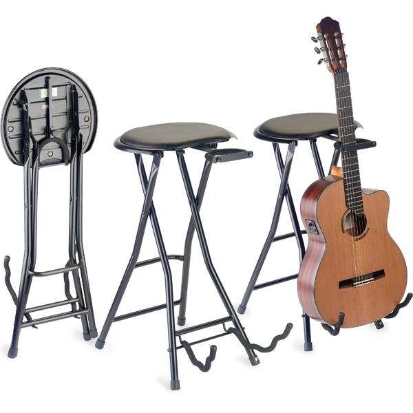 stagg guitar stands stagg gist-350 foldable round stool with built in guitar stand