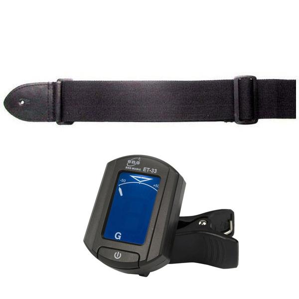 stagg guitar straps stagg bja007bk xl guitar strap + eno et-33 easy chromatic guitar tuner