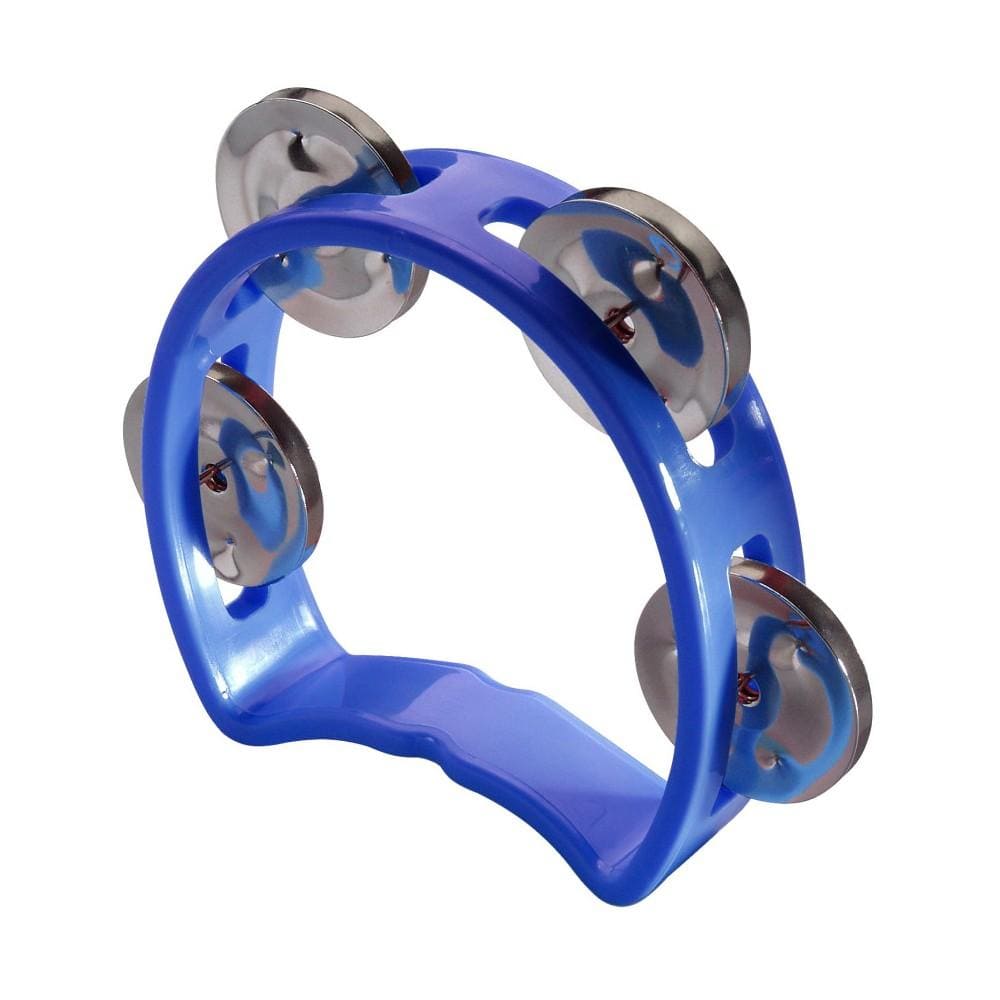 stagg hand percussions blue stagg tab-mini plastic cutaway mini tambourine with 4 jingles   #color_blue
