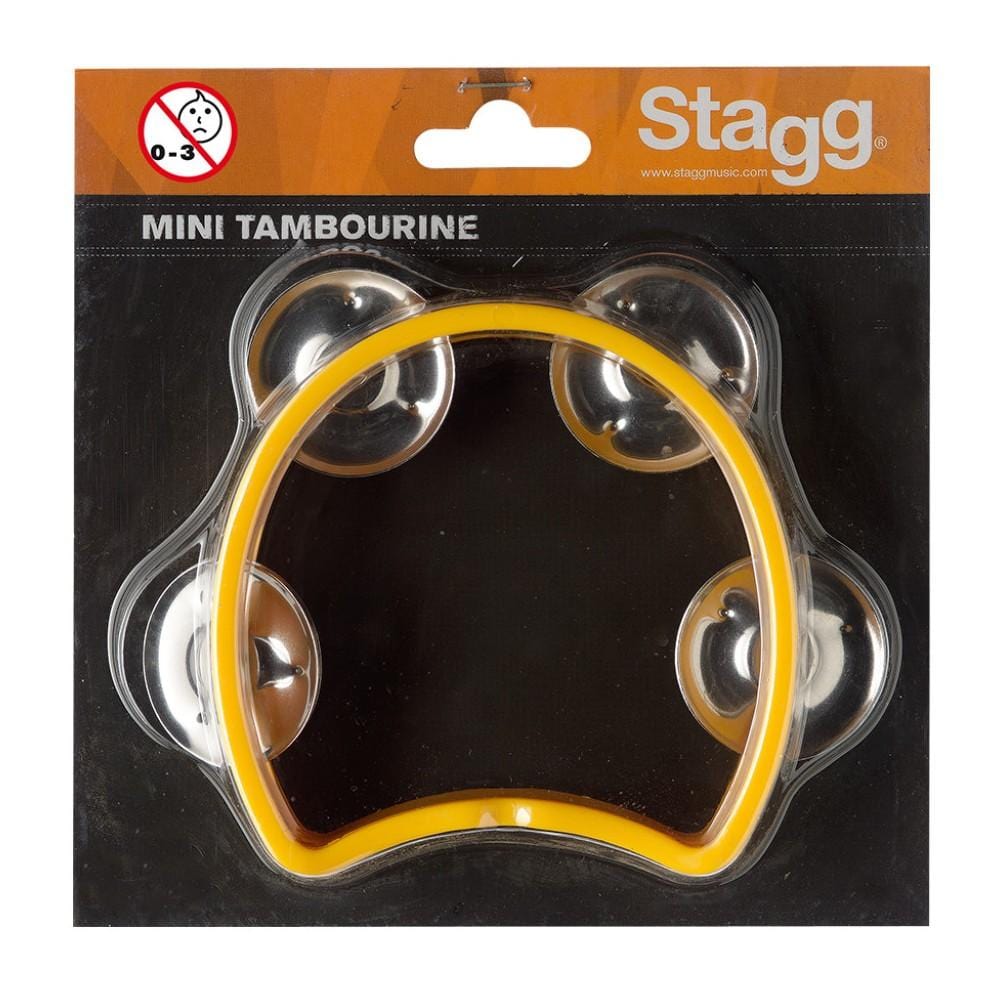 stagg hand percussions stagg tab-mini plastic cutaway mini tambourine with 4 jingles   #color_yellow