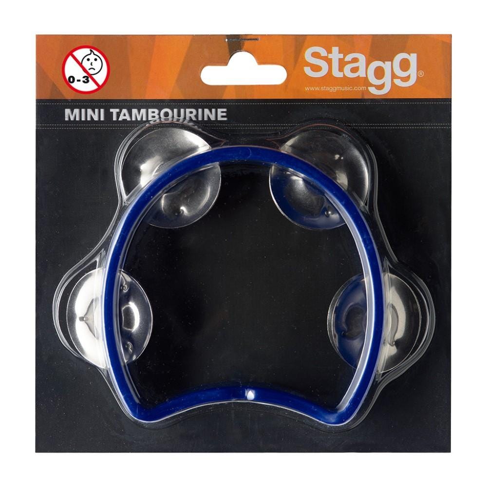 stagg hand percussions stagg tab-mini plastic cutaway mini tambourine with 4 jingles   #color_blue
