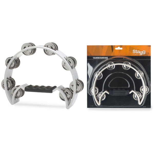 stagg hand percussions white stagg tab-2 cutaway tambourine    #color_white