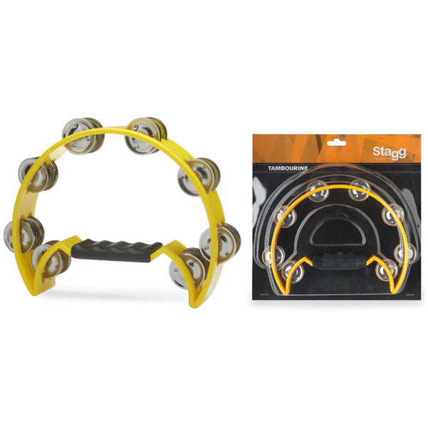 stagg hand percussions yellow stagg tab-2 cutaway tambourine    #color_yellow