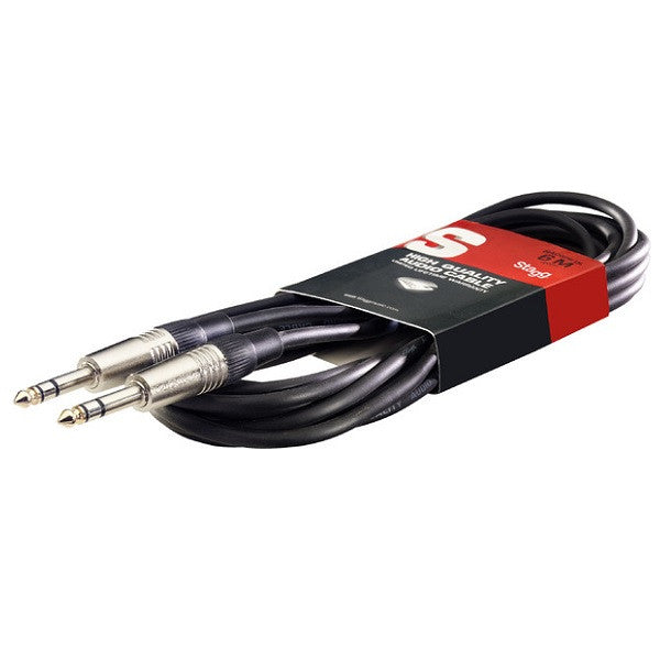 stagg instrument cables stagg sac6ps dl deluxe stereo jack to jack cable with lifetime warranty - 6 metres