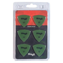 Stagg Picks 0.73 MM Green Stagg Triangular  Picks - Pack of 6