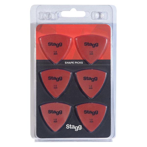 Stagg Picks 1.00 MM Red Stagg Triangular  Picks - Pack of 6