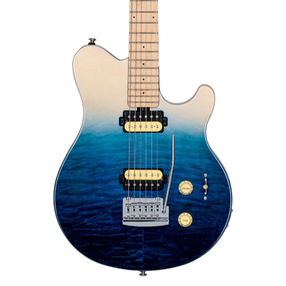 sterling by music man electric guitars sterling by music man axis ax3 quilted maple 6-string electric guitar      #color_spectrum-blue