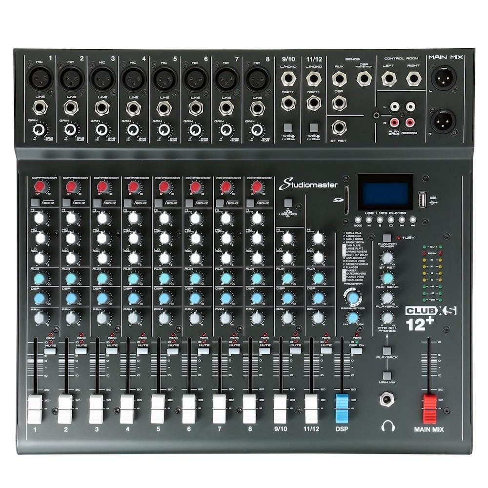 studiomaster analog mixers studiomaster club xs12+ 12 channel analog mixer