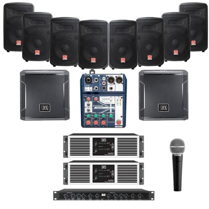 superlux restaurant sound systems restaurant sound system with 8xsuperlux sf8 wall mount loudspeakers, 2xsubwoofer, 2xamplifier, crossover, mic & soundcraft mixer