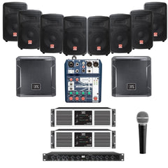 Superlux Restaurant Sound Systems Restaurant Sound System with 8xSuperlux SF8 Wall Mount Loudspeakers, 2xSubwoofer, 2xAmplifier, Crossover, Mic & Soundcraft Mixer