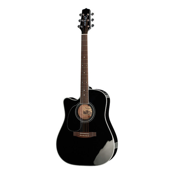 takamine electro acoustic guitars takamine ef341sc lh dreadnought cutaway electro acoustic guitar - black high gloss