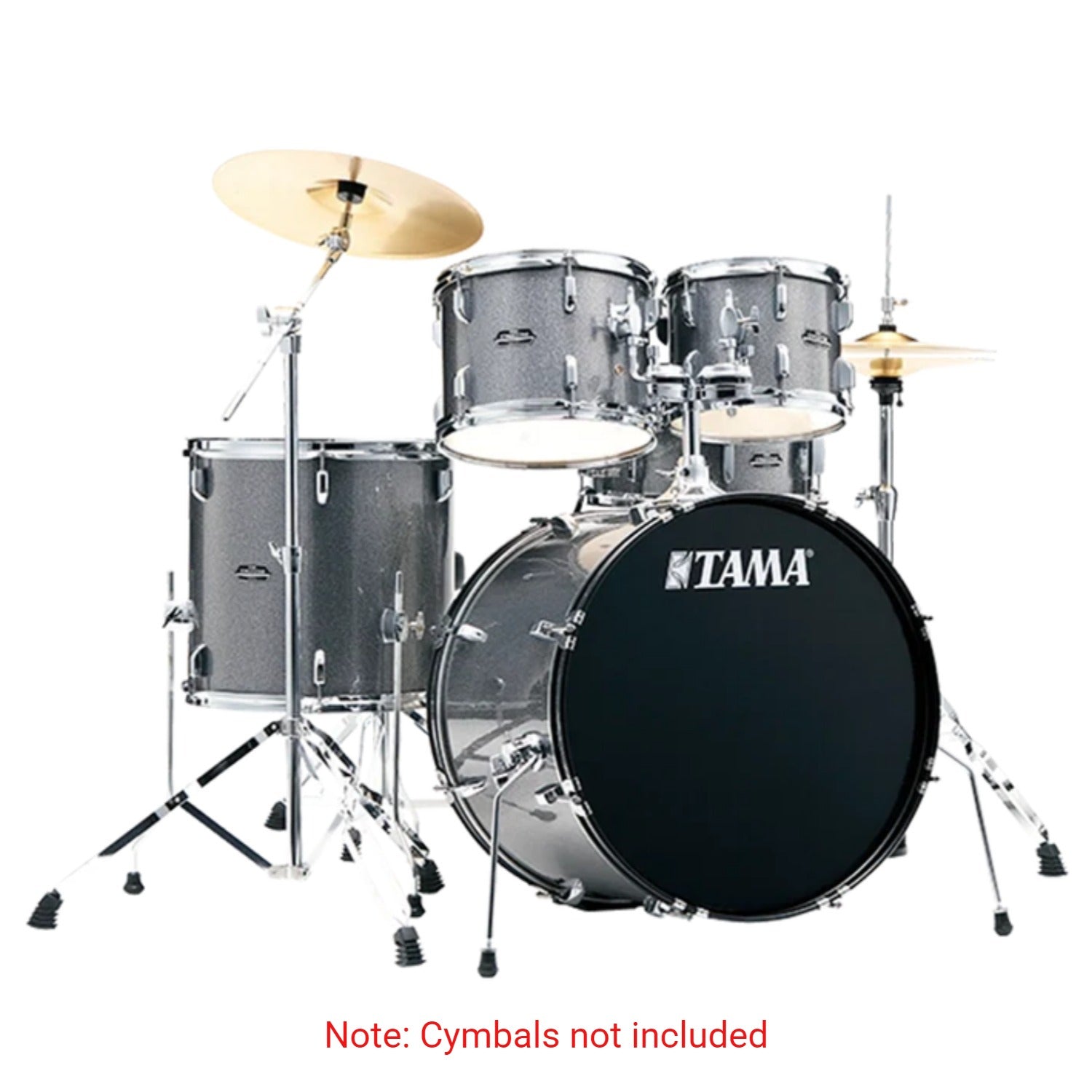 Tama Acoustic Drum Kits Cosmic Silver Sparkle Tama ST52H5 Stagestar 5 Piece Acoustic Drum Kit with Hardware, Throne