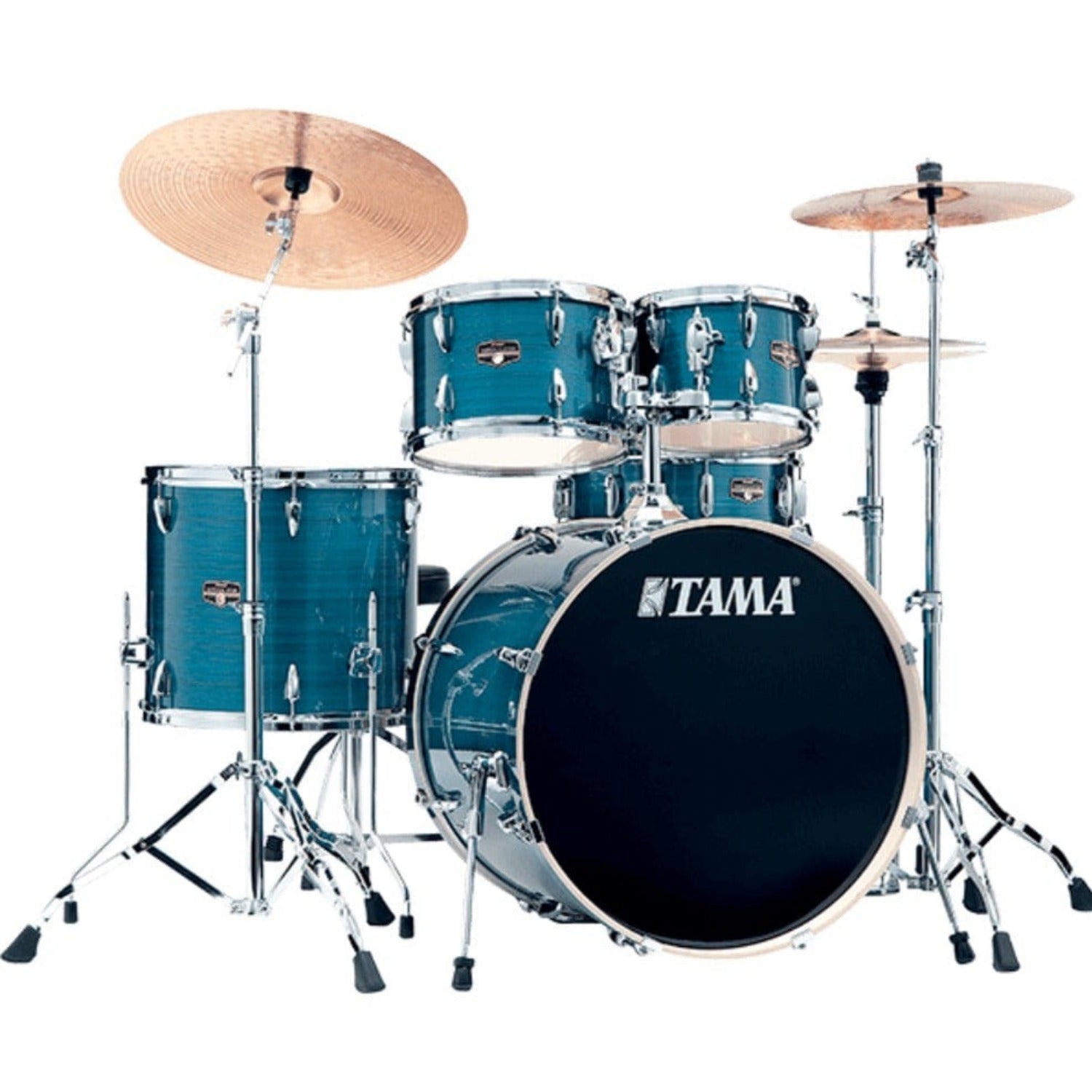 Tama Acoustic Drum Kits Hairline Blue Tama IP58H6W Imperialstar 5 Piece Acoustic Drum Kit with Hardware #color_hairline-blue