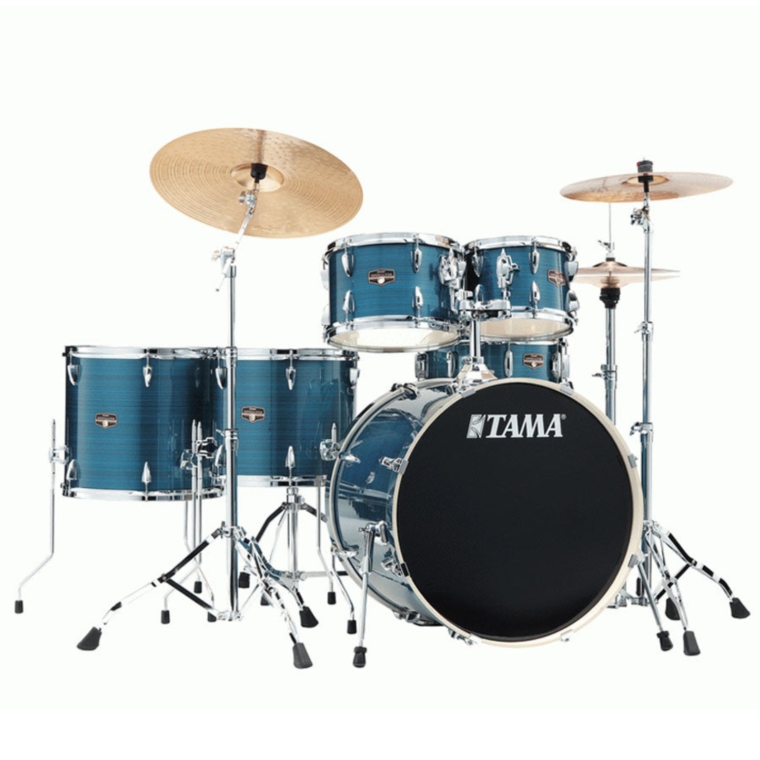 Tama Acoustic Drum Kits Hairline Blue Tama IP62H6W Imperial Star 6 Piece Acoustic Drum Kit with Hardware and Drum Throne #color_hairline-blue