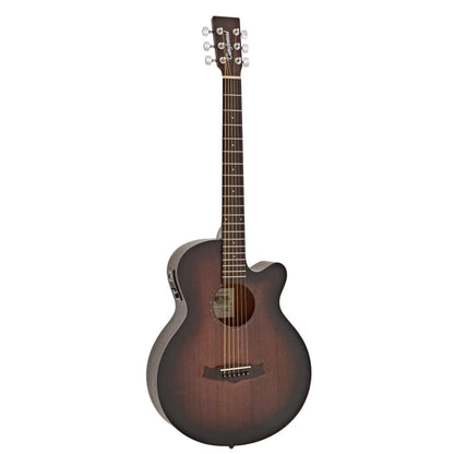 tanglewood electro acoustic guitars whiskey barrel burst satin tanglewood crossroads series twcr sfce superfolk cutaway electro acoustic guitar 