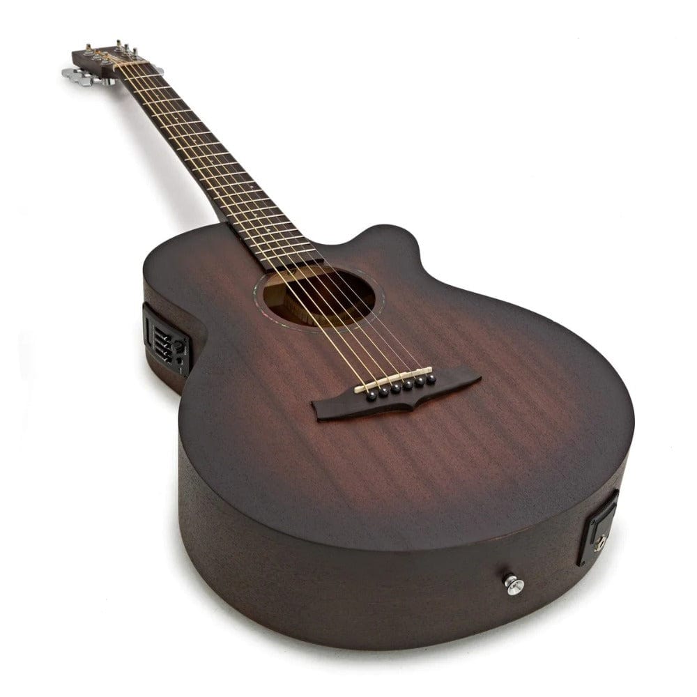 tanglewood electro acoustic guitars whiskey barrel burst satin tanglewood crossroads series twcr sfce superfolk cutaway electro acoustic guitar 