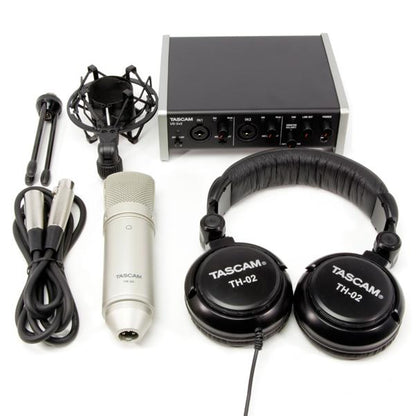 tascam audio interfaces tascam us 2x2 trackpack 2-in-2-out usb audio interface recording package