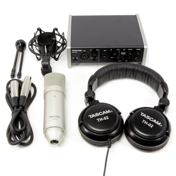 tascam audio interfaces tascam us 2x2 trackpack 2-in-2-out usb audio interface recording package