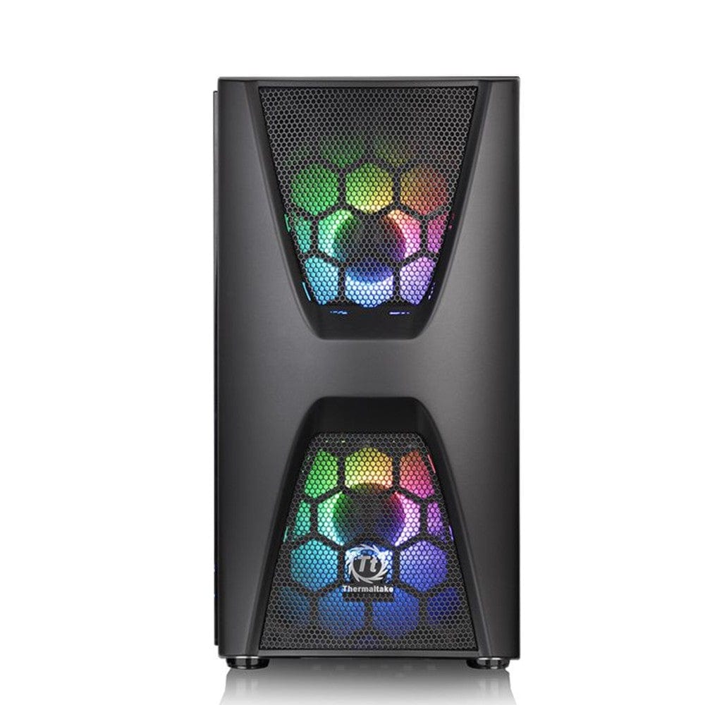 thermaltake pc cabinets thermaltake commander c 34 dual 200mm argb fans tempered glass atx mid tower computer chassis- black