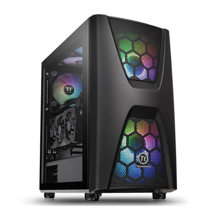 thermaltake pc cabinets thermaltake commander c 34 dual 200mm argb fans tempered glass atx mid tower computer chassis- black