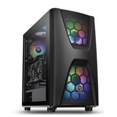 ThermalTake PC Cabinets ThermalTake Commander C 34 Dual 200MM ARGB Fans Tempered Glass ATX Mid Tower Computer Chassis- Black