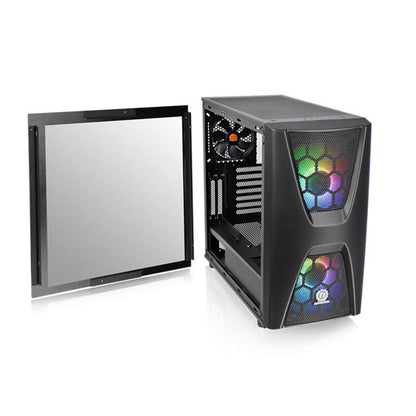 thermaltake pc cabinets thermaltake commander c 34 dual 200mm argb fans tempered glass atx mid tower computer chassis- black