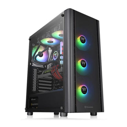 thermaltake pc cabinets thermaltake v250 tg argb mid-tower computer chassis- black
