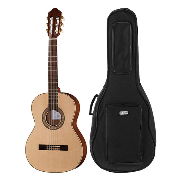thomann classical guitars thomann 3/4 classic natura bundle - natural satin
