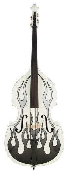 Thomann Double Bass Thomann Rockabilly Slap Flames Bass WH
