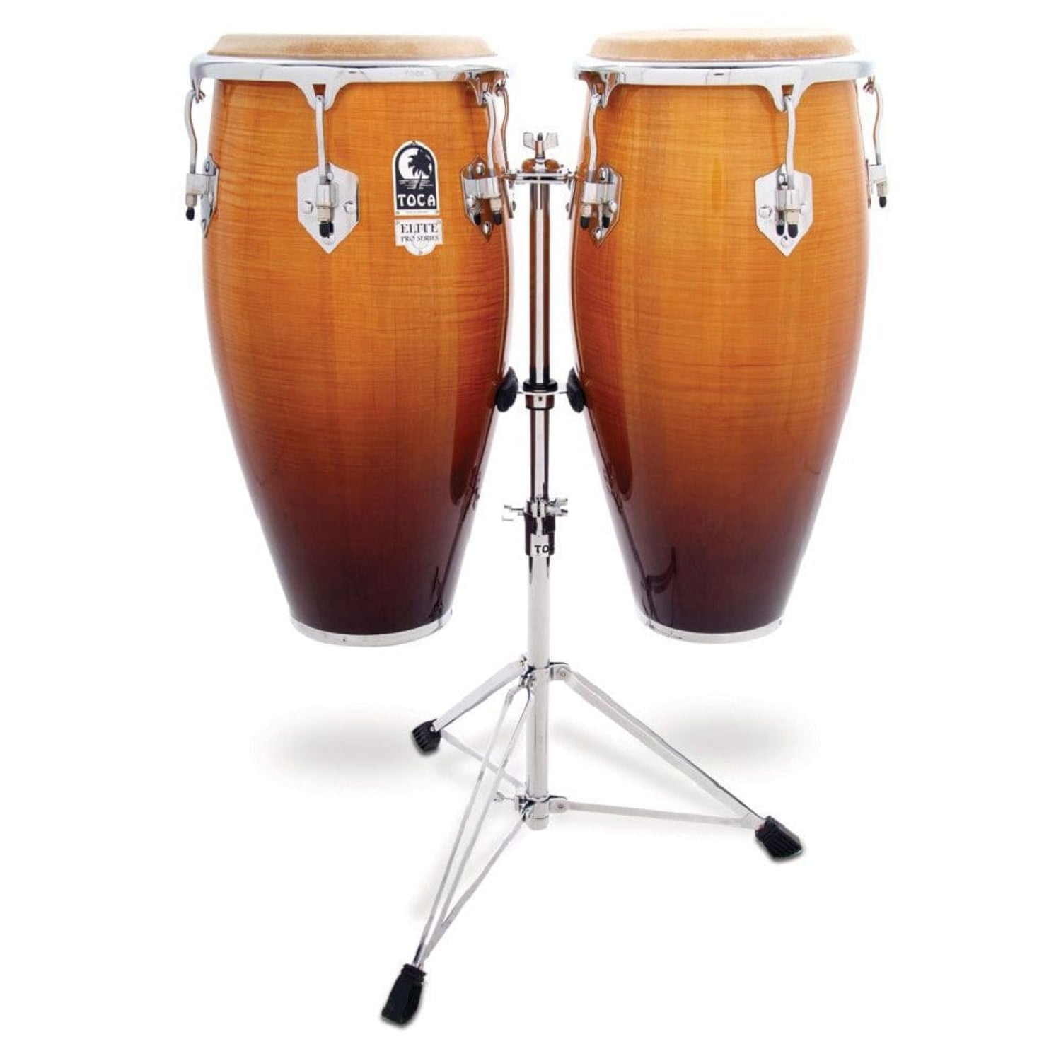 Toca Congas Natural Fade Toca Percussion 3100 Elite Pro 11" And 11.75" Wood Conga Set With Stand