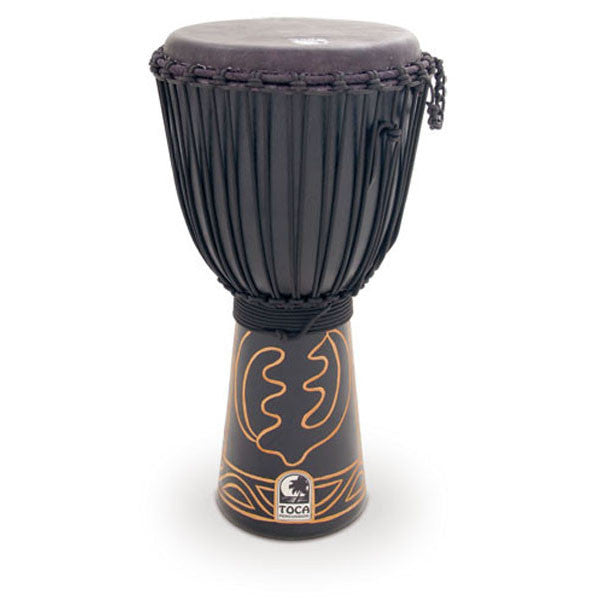 toca djembes toca rope tuned black mamba 12'' djembe with pro bag and djembe hat