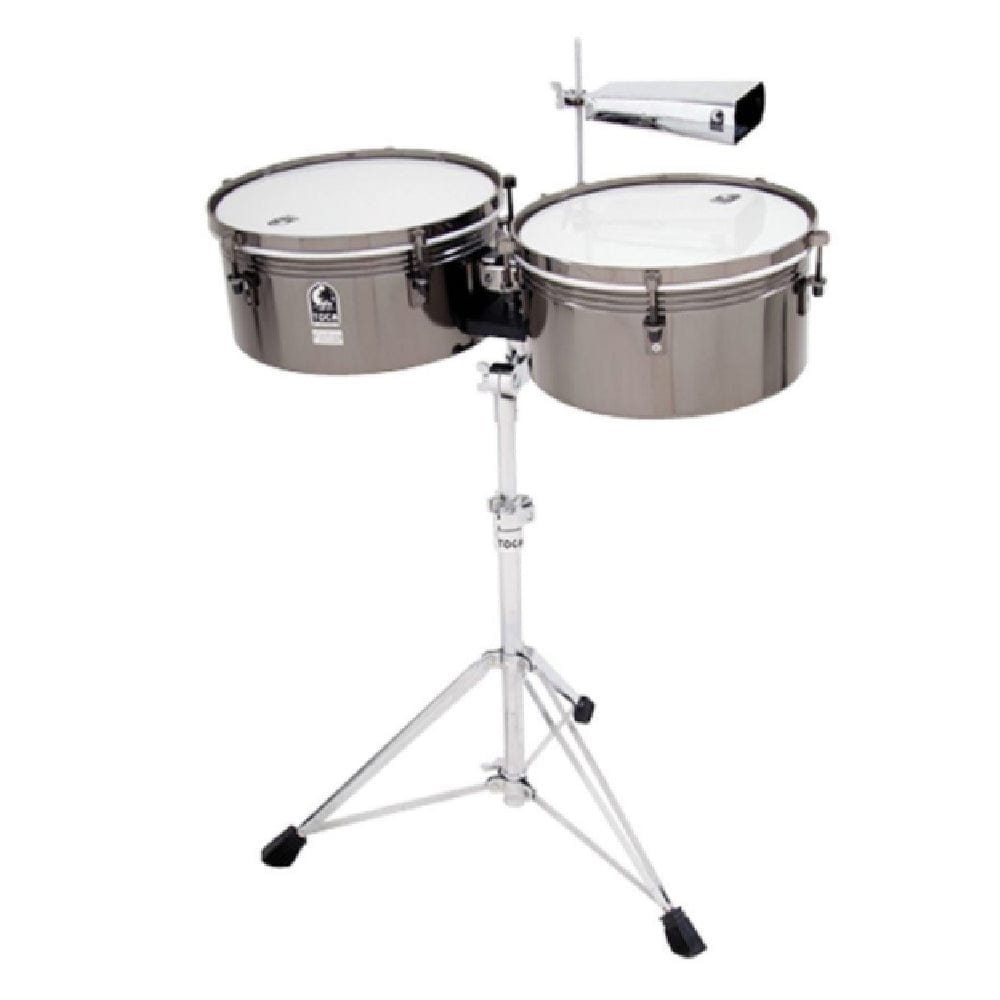 Toca Timbales Black Chrome Toca Custom Deluxe T1415BM Timbale Set Black Chrome