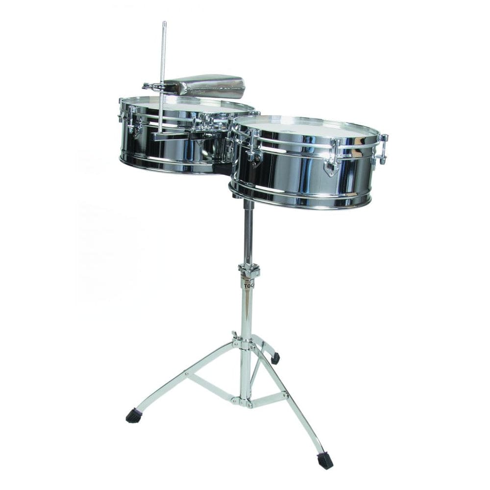toca timbales chrome toca percussion elite series14 inch & 15 inch steel timbale   