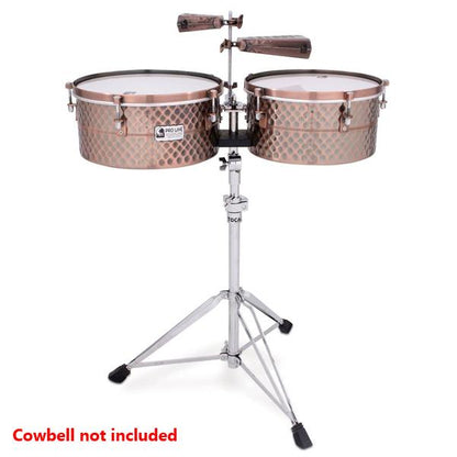 toca timbales toca tpt1415-bc pro line timbale set with stand - black copper