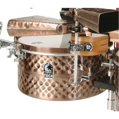 toca timbales toca tpt1415-bc pro line timbale set with stand - black copper