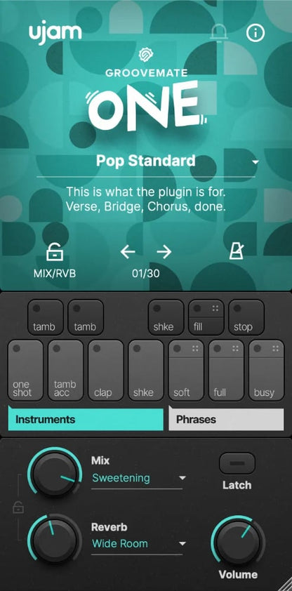Ujam Virtual Instruments UJAM Groovemate ONE: Drum Machine – Professional Audio Software & Plugin