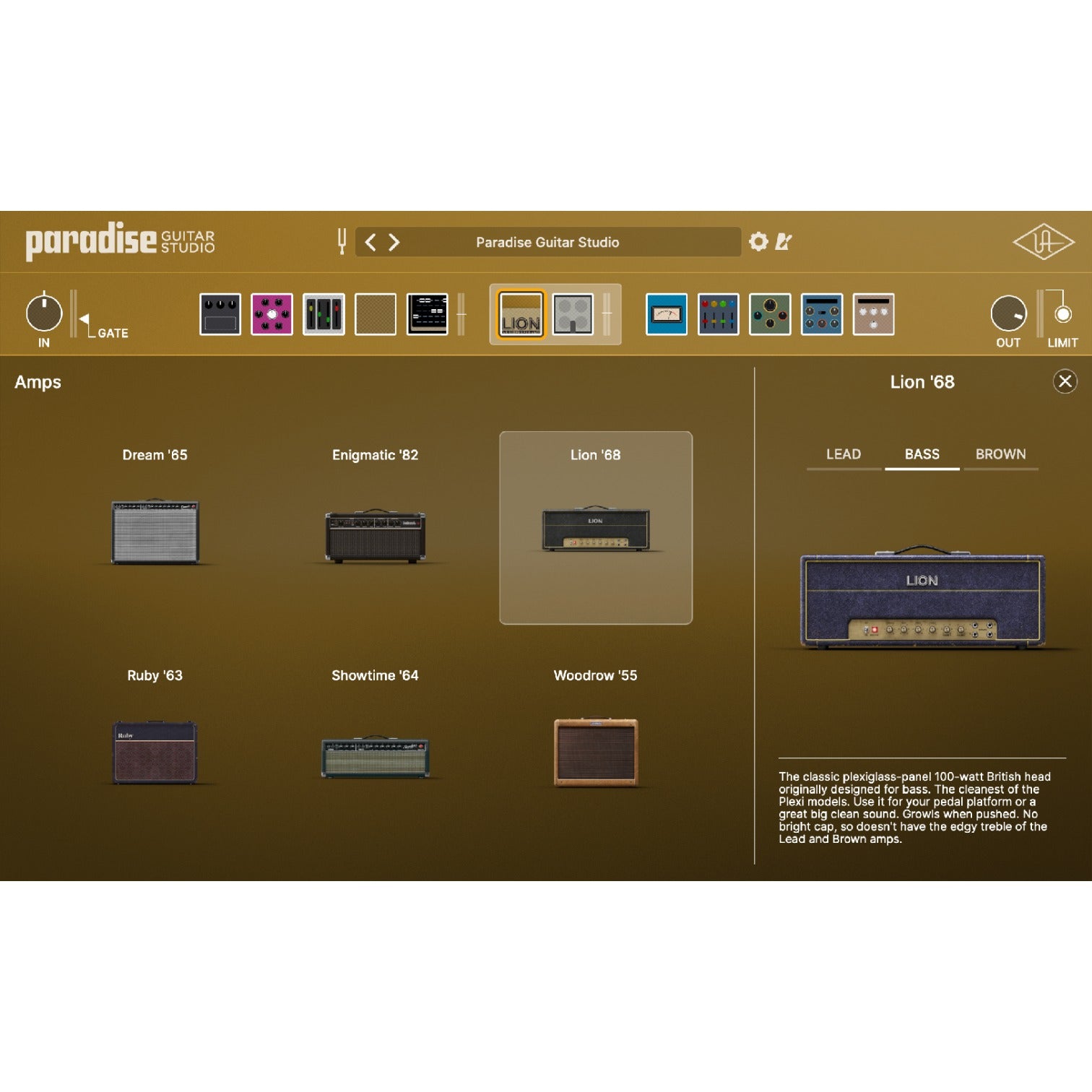 UNIVERSAL AUDIO Virtual Processors Universal Audio Paradise Guitar Studio – Professional Audio Software & Plugin
