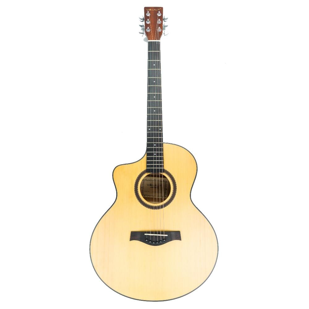 Vault Acoustic Guitars Acoustic / Left Handed / Natural Vault EA40 41 inch Premium Solid Spruce-Top Cutaway Acoustic Guitar