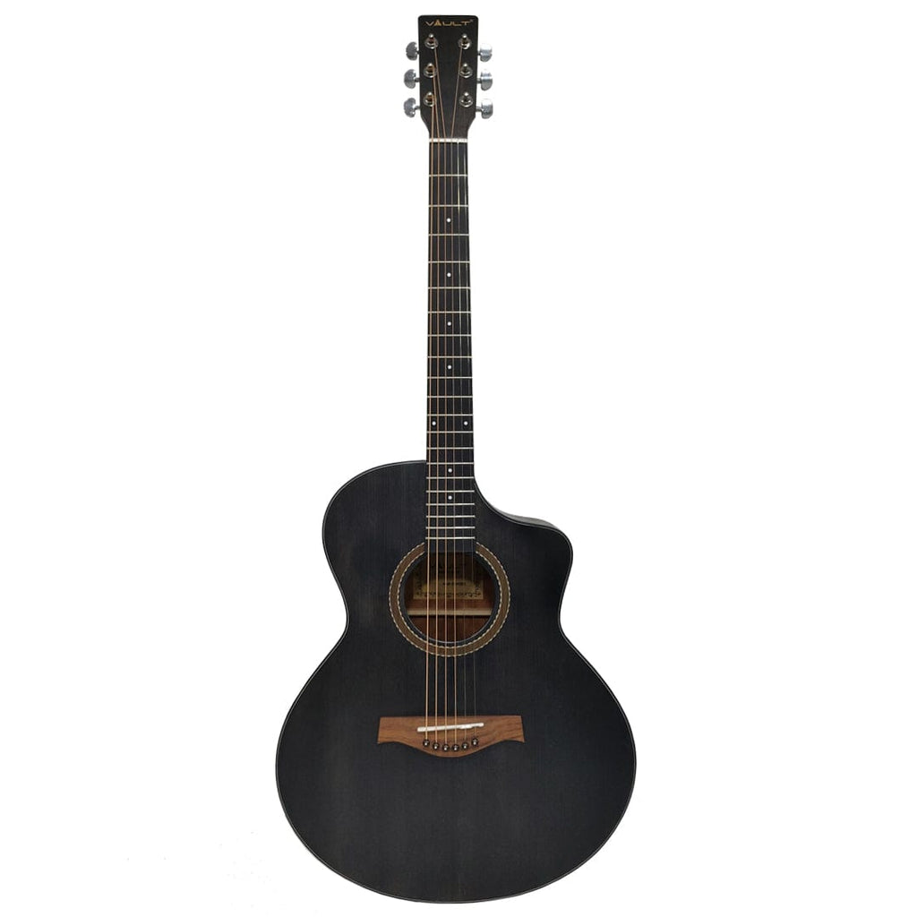 Vault Acoustic Guitars Acoustic / Right Handed / Transparent Black Vault EA40 41 inch Premium Solid Spruce-Top Cutaway Acoustic Guitar