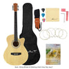 Vault Acoustic Guitars ElectroAcoustic / Natural Vault EA20 Guitar Kit with Learn to Play Ebook, Bag, Strings, Straps, Picks, String winder & Polishing Cloth - 40 inch Cutaway Acoustic Guitar