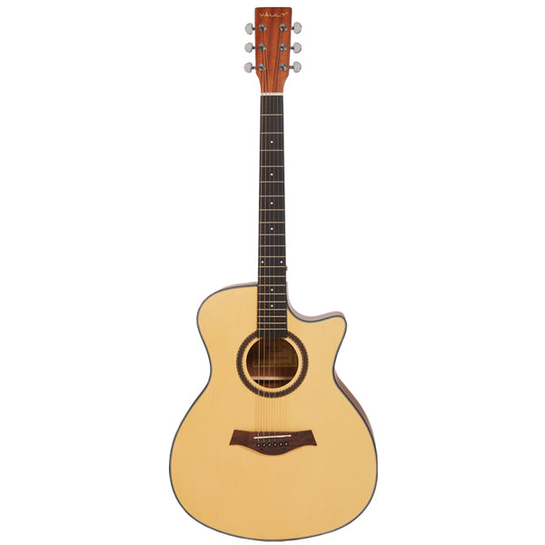 Vault Acoustic Guitars Natural Vault EA25 Grand Auditorium Shape Acoustic Guitar with Bubinga Back and Sides #color_natural
