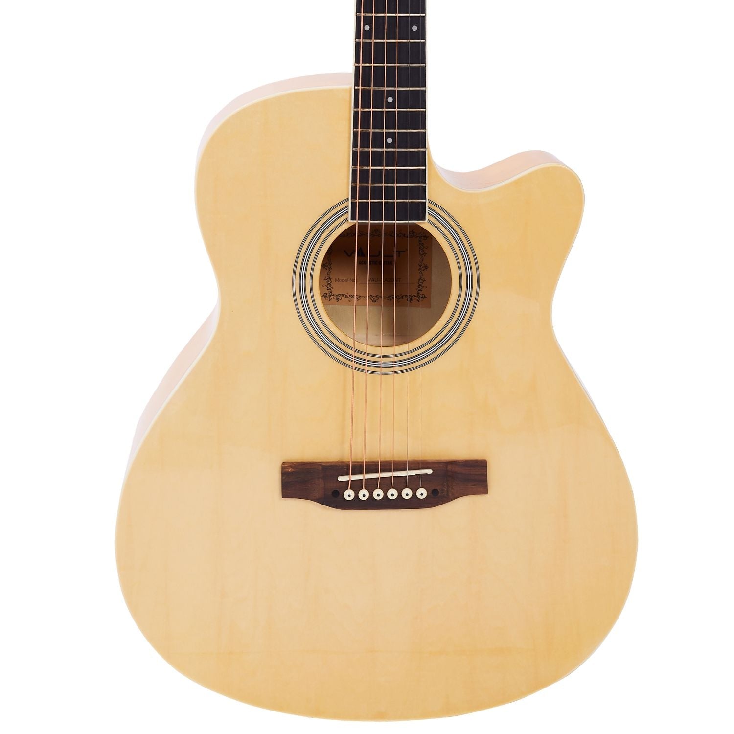 Vault Acoustic Guitars Vault EA20 Guitar Kit with Learn to Play Ebook, Bag, Strings, Straps, Picks, String winder & Polishing Cloth - 40 inch Cutaway Acoustic Guitar #type_acoustic,orientation_right-handed,color_natural