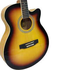 Vault Acoustic Guitars Vault EA20 Guitar Kit with Learn to Play Ebook, Bag, Strings, Straps, Picks, String winder & Polishing Cloth - 40 inch Cutaway Acoustic Guitar