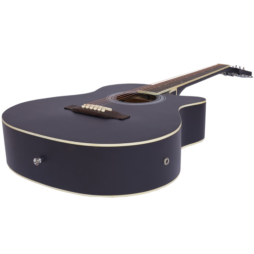 Vault Acoustic Guitars Vault EA20 Guitar Kit with Learn to Play Ebook, Bag, Strings, Straps, Picks, String winder & Polishing Cloth - 40 inch Cutaway Acoustic Guitar - Open Box