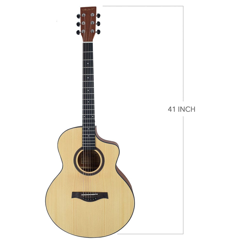 Vault Acoustic Guitars Vault EA40 41 inch Premium Solid Spruce-Top Cutaway Acoustic Guitar